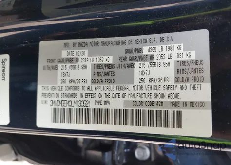 2020 Mazda Cx-30 Premium Package from USA, damaged, VIN 3MVDMBEM0LM130521